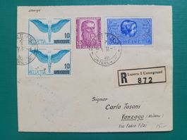 1937 PJ 82+84I obl. LUZERN 3 31.V.38 affr. mixte "R"