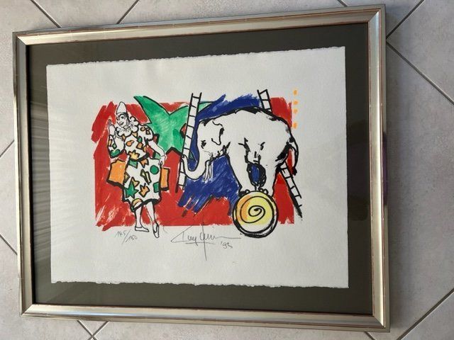 Grafica & Litografie: Original Litho Pierrot mit Elefant Rolf Knie – Usato da Wädenswil venduto da VTK_40