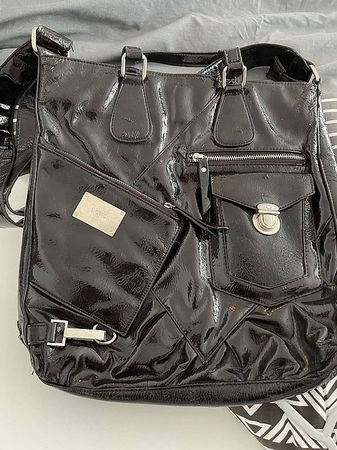 Handtasche L.Credi Kunstleder glanz d braun 