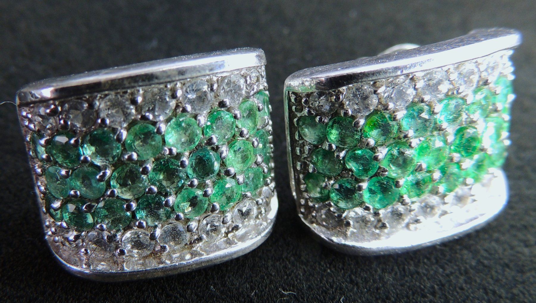 Orecchini pendenti & Orecchini a lobo: Silber 925 Pavé Ohrstecker mit Chromdiopsid – Nuovo (secondo la descrizione) da Waldenburg venduto da schaller707 3