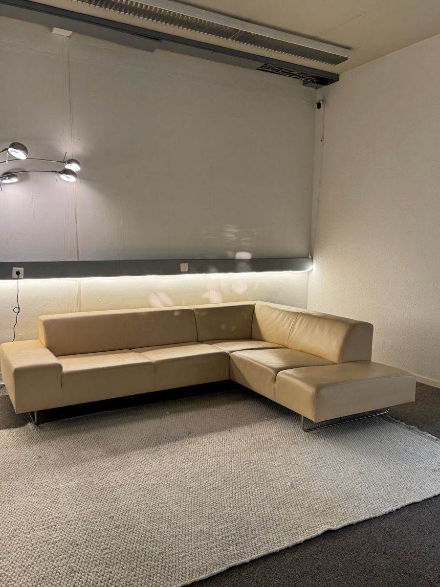 Sofas: Ecksofa aus echtem Stierleder, Khaki mustard – Gebraucht aus Fehraltorf von Sofalab.swiss 2