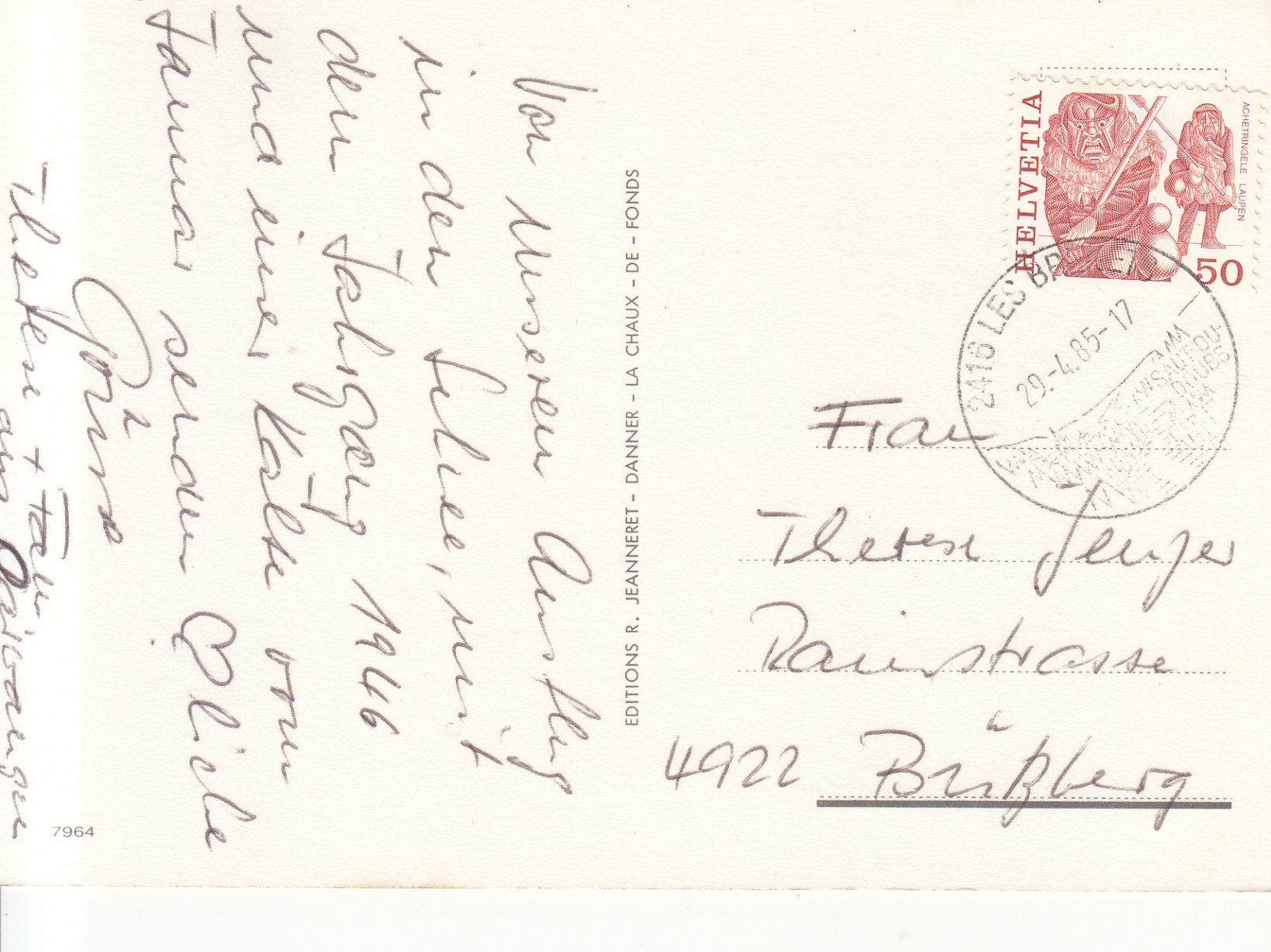 Cartoline postali: Doubs Bassin 1985 – Usato da Bürglen TG venduto da StampGraf 1