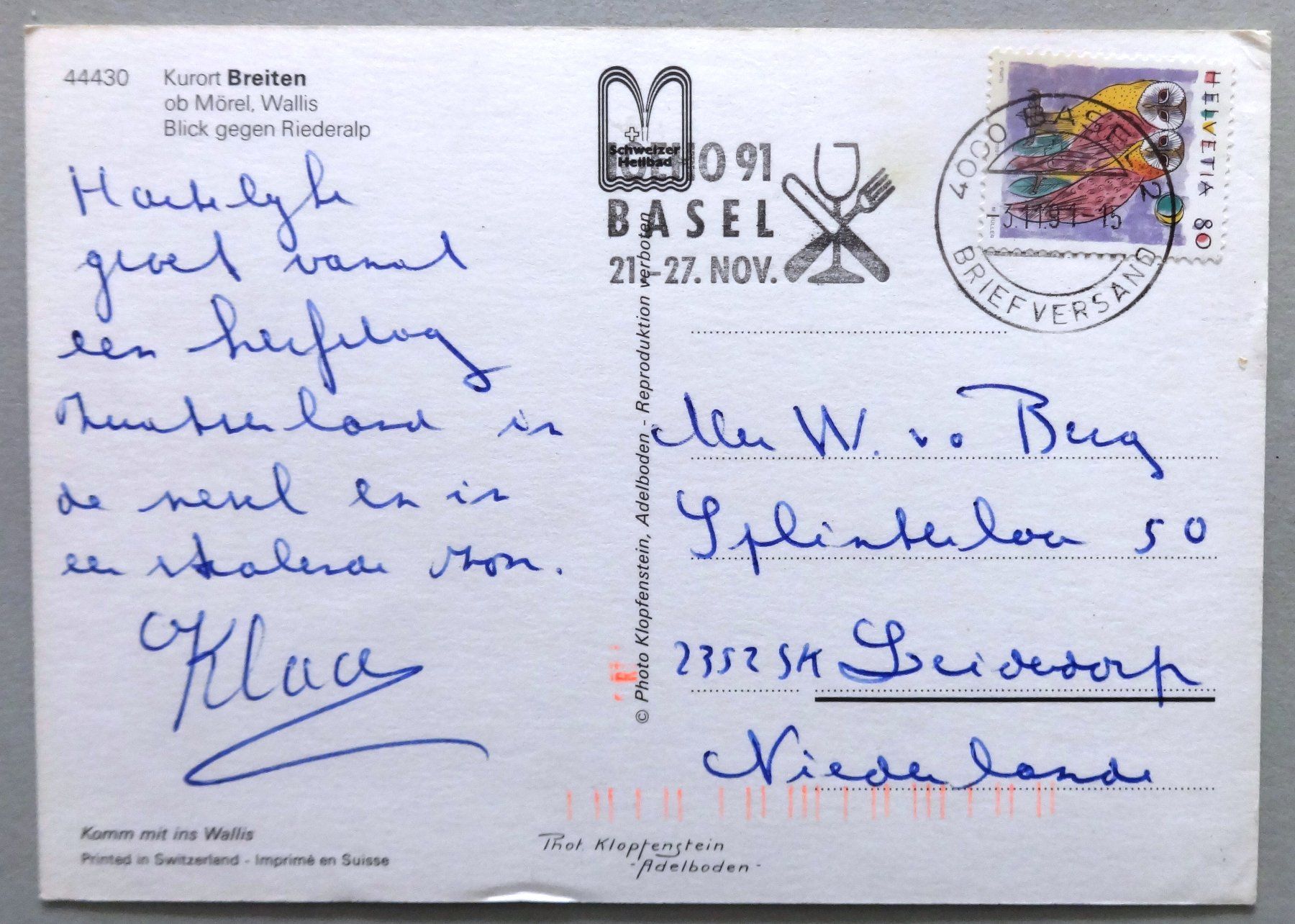 Cartoline postali: Kurort Breiten ob Mörel – Usato da Fétigny venduto da Billy2miny 1