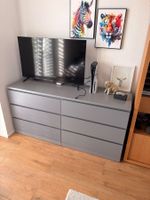 IKEA MALM - Kommode mit 6 Schubladen, grau lasiert, 160x78