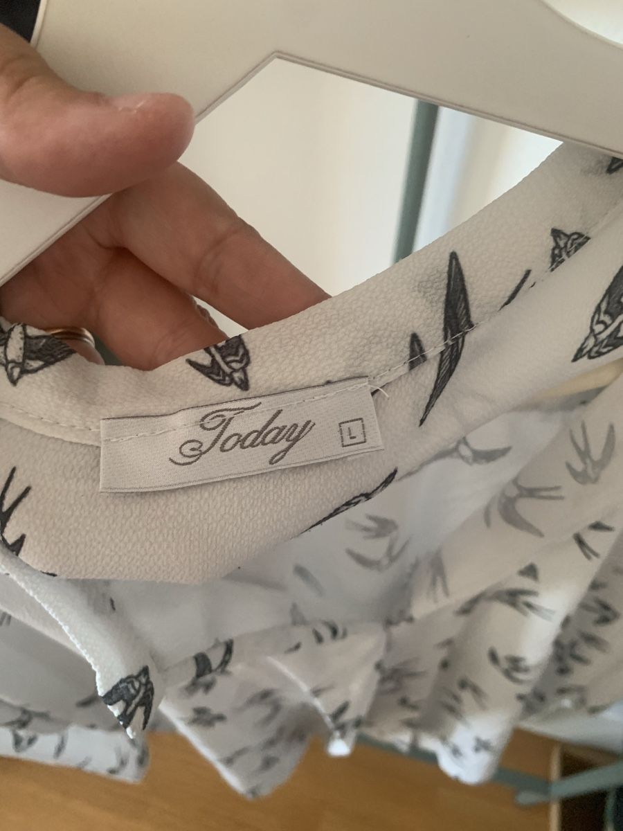 Camicette: Today Bluse mit Vogelmuster, Gr. L – Usato da Basel venduto da ari_xy65 1