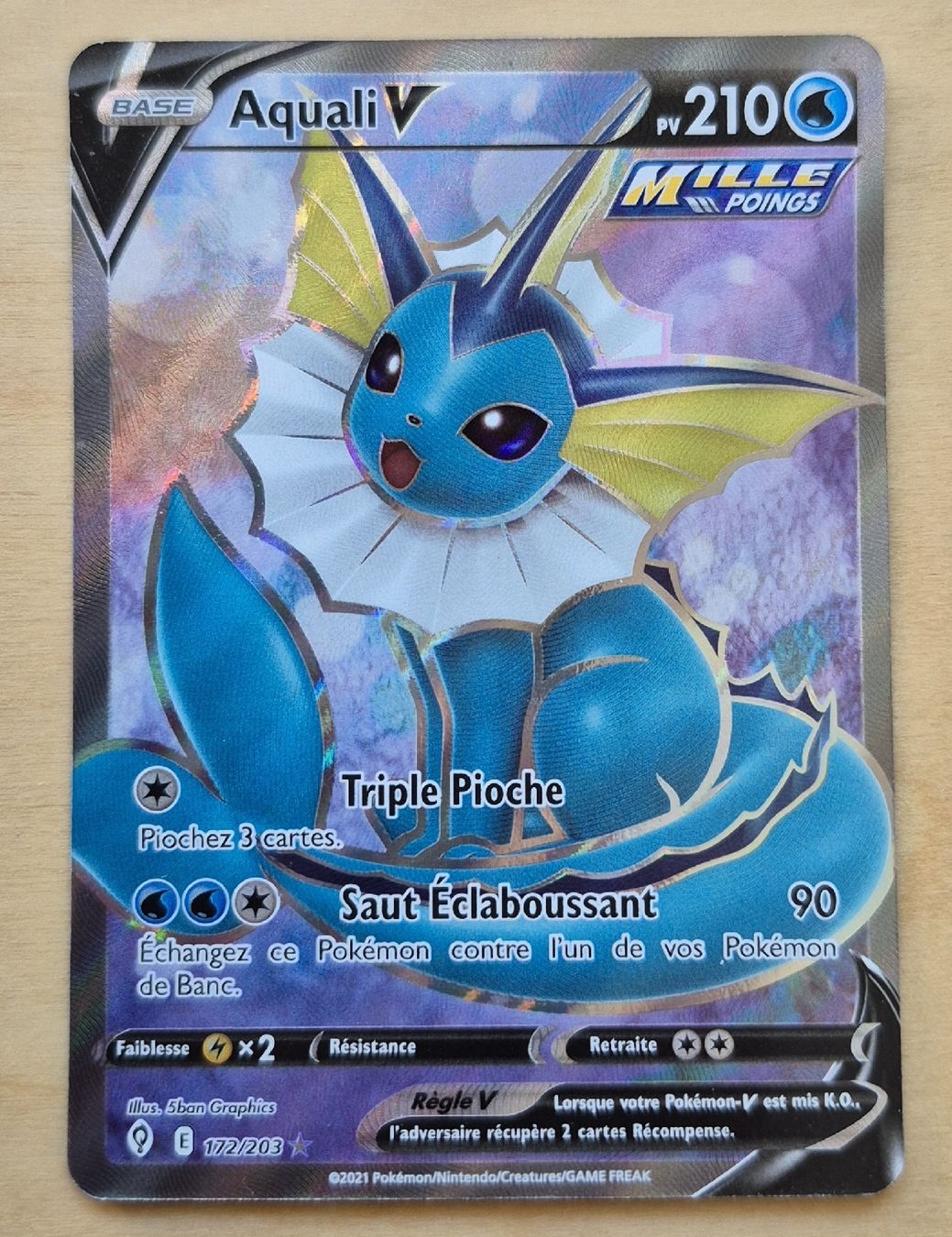Pokémon Sammelbilder & Trading cards: AQUALI V 172/203 ÉVOLUTION CÉLESTE ÉPÉE ET BOUCLIER 2021 FA  – Gebraucht aus Grand-Lancy von luc111