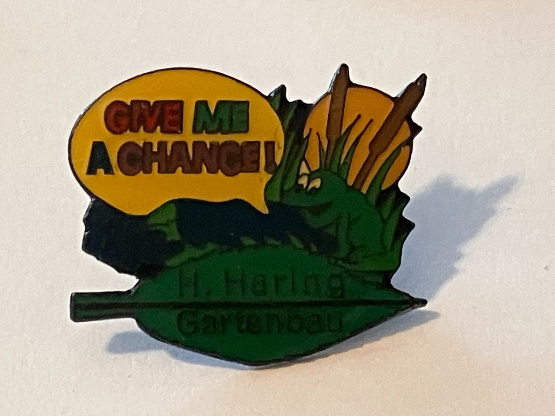 Placchette & Badge: 1 Pin M. Häring Gartenbau "Give me a change" – Usato da Basel venduto da djwwpp