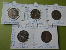 USA 1999/2000,  5 Quarter-Dolllars unzikuliert