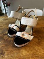 Sandales compensées GEOX cuir rose noir blanc pointure 39