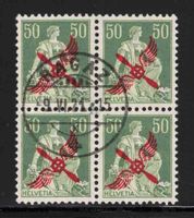 1919 Flugpost F2 im 4er-Block gestempelt, Attest Kat.1800.-