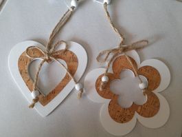 2 Anhänger, Deko, Herz, Blume