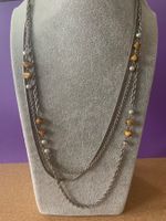 kette 3 fach braun silberkugel (88cm)