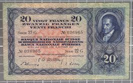20 Franken "Pestalozzi" Banknote von 1947  (Stufe III)