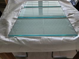 3 speziell angefertigte Glastablare 26cm x 56cm, Stärke 8mmm
