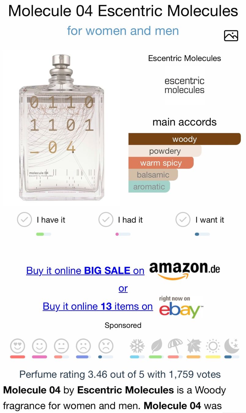 Profumi & Eau de Toilette: Escentric Molecules Molecule 04 Eau de Toilette 8.5ml Neu – Nuovo e nell'imballaggio originale da Zürich venduto da deruja 4
