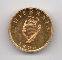 (207) Irland, Georg Ⅲ, 1805, vergoldeter, Kupfer Halfpenny,