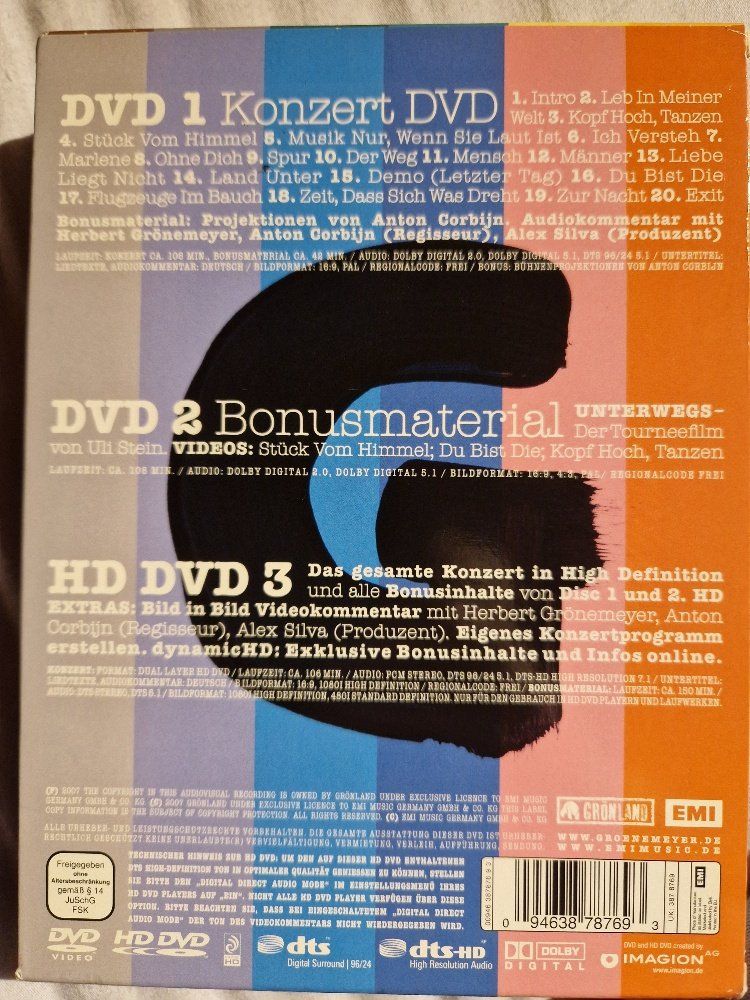 Tutti i DVDs: Grönemeyer Herbert 12 - Live (3 DVDs) – Usato da Brittnau venduto da Zibu 2