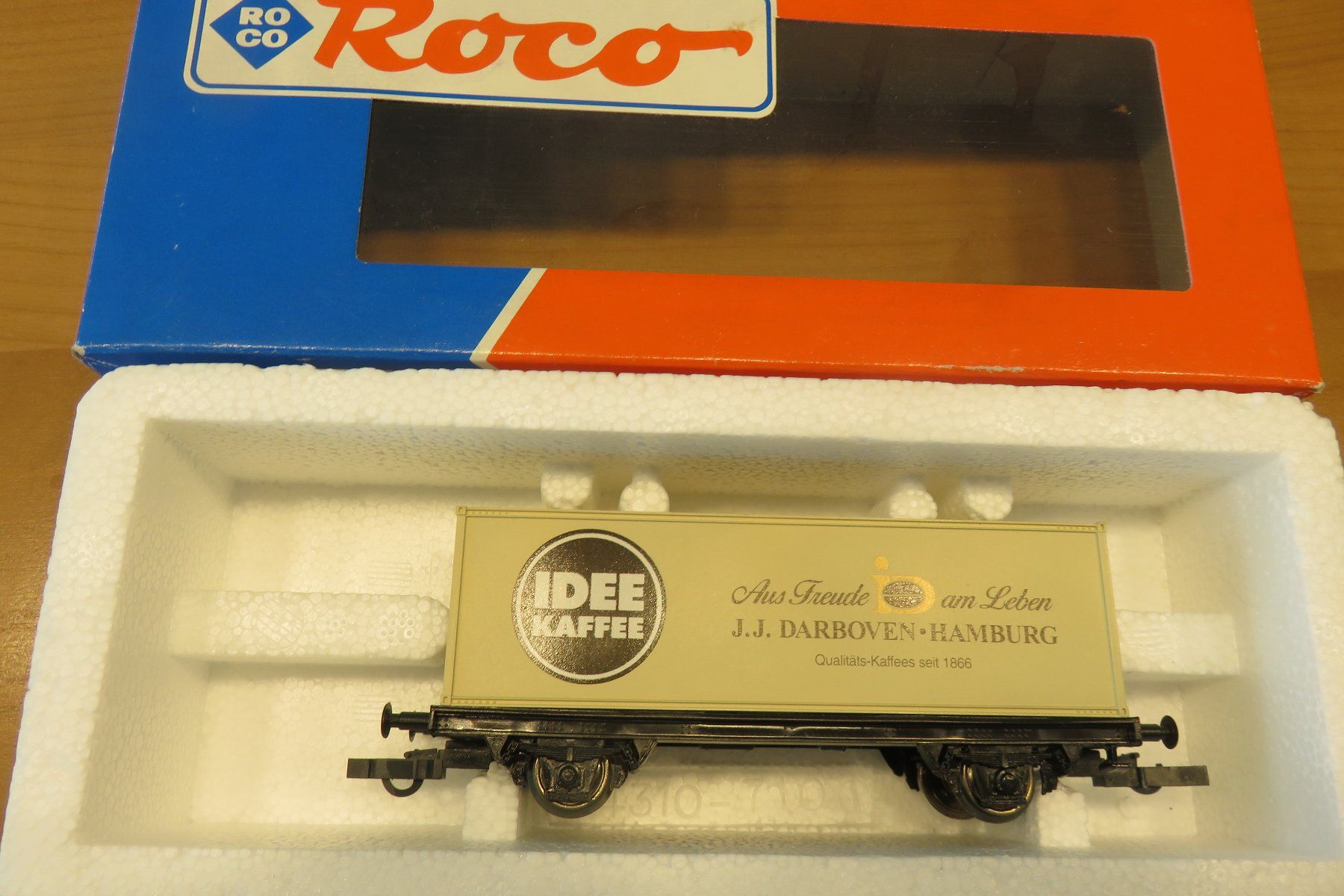 Roco Modellini di ferrovie: Roco Containerwagen «IDEE KAFFEE» – Nuovo (secondo la descrizione) da Wohlen b. Bern venduto da Bajassli 1