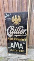 Werbeschild „Milch Schokolade Cailler“ hinter Glas Malerei
