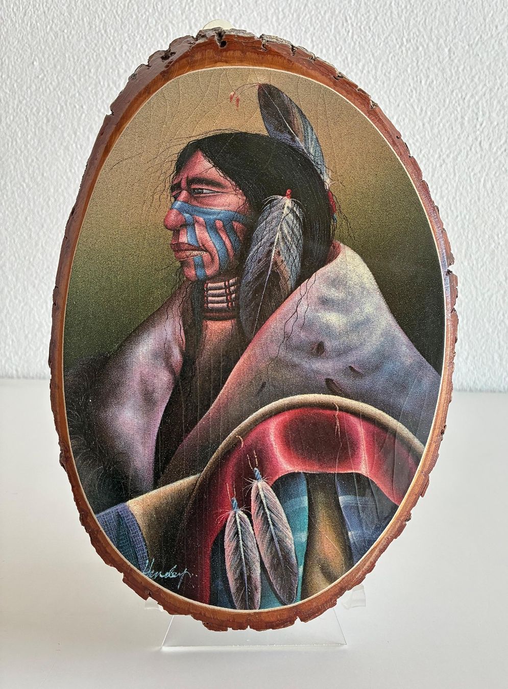 Poster & Bilder: Holzbild eines Cheyenne Indianers – Gebraucht aus Bäretswil von robsonantik