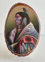 Holzbild eines Cheyenne Indianers