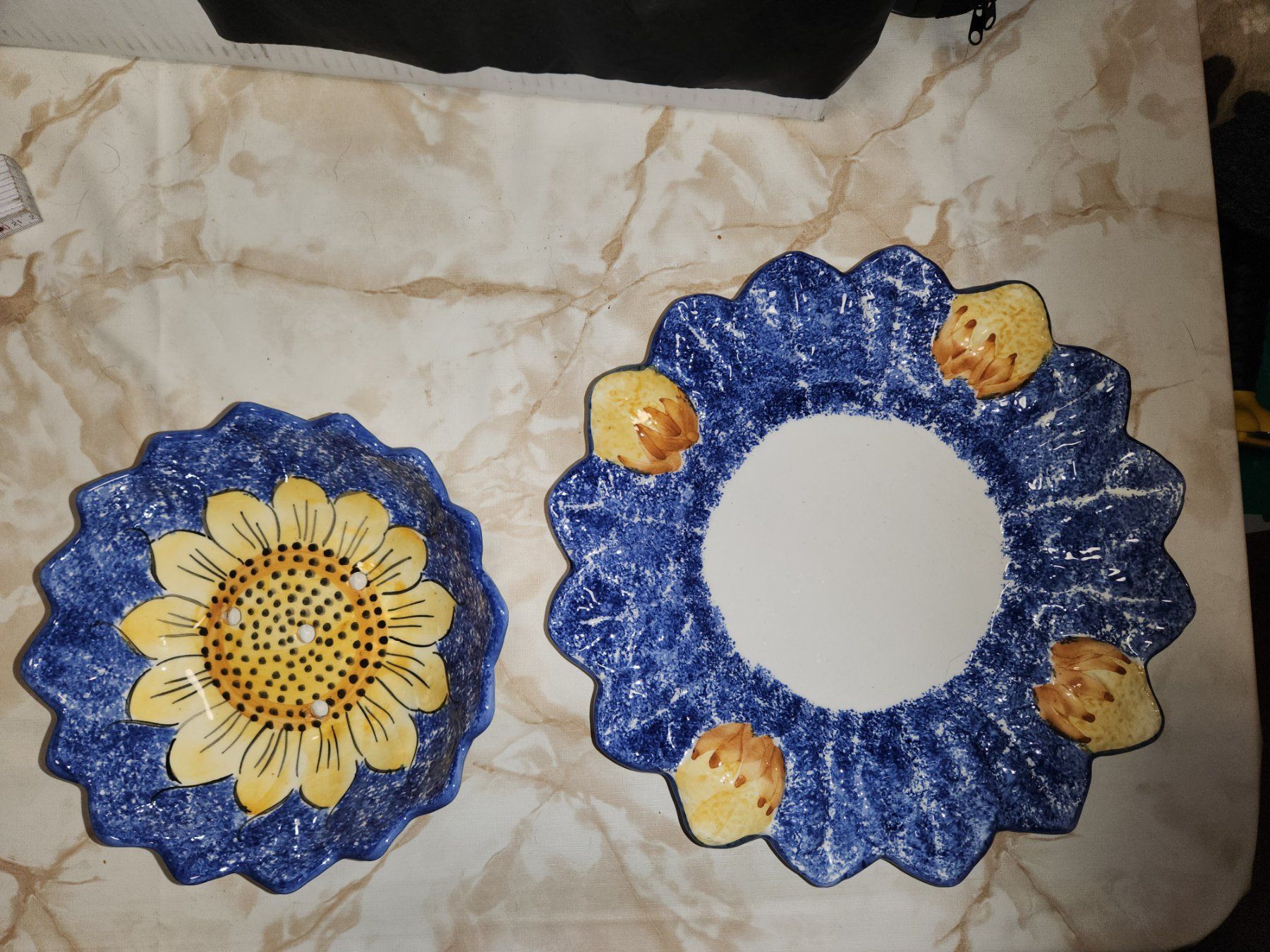 Piatti di portata: Doppelte Keramikschale blau-weiss mit Sommer Design – Usato da Herisau venduto da bin_da 1