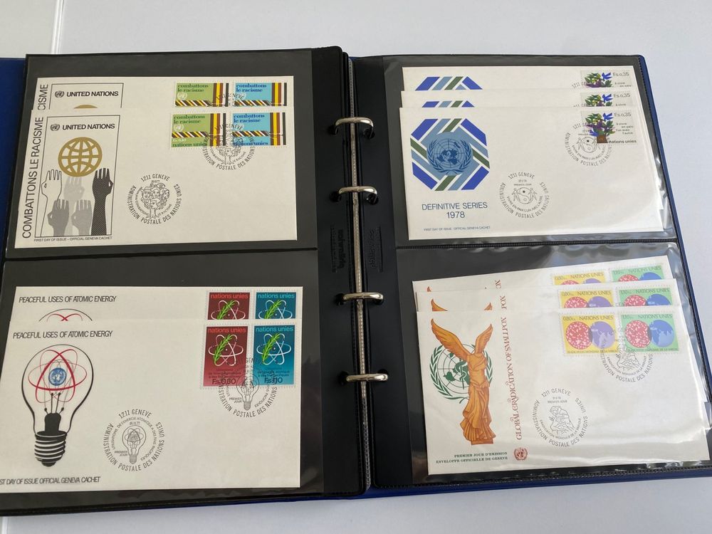 Alle Briefmarken: Ersttagsbriefe Vereinte Nationen 1974-1979 – Gebraucht aus Canobbio von cog_bp5c 7