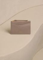 Polène Kartenetui Leder Taupe mit Reissverschluss neu