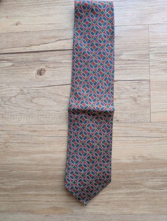 Krawatte / Dunkelrot Blau Braun Muster klassisch/ Seide