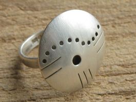 Vintage Indianer Ring Silber 925 rund mit Lochmuster Gr. 50