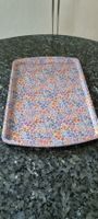 Tablett Blumenmuster Metall rechteckig guter Zustand