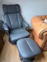 Massagestuhl mit Hocker Kunstleder dunkelgrau guter Zustand