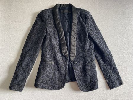 Veste blazer Zara bleu-noir à dentelle, taille S