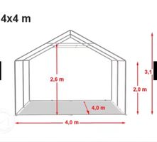 Festzelt weiss 4x4m PVC Plane schwer entflammbar neuwert