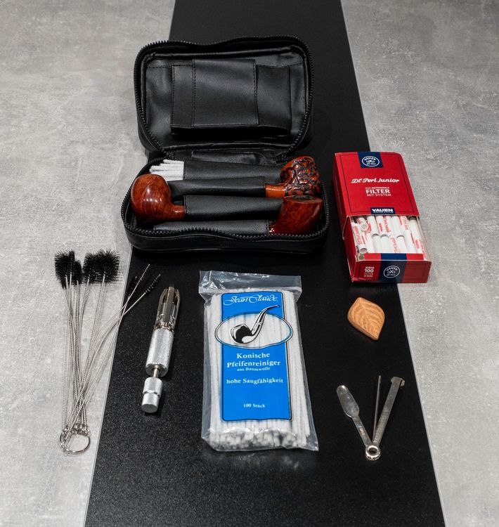 Rauchpfeifen Set – 2 Mini-Tabakpfeifen Mit Filtern, Metallisch, Abnehmbar & Tragbar