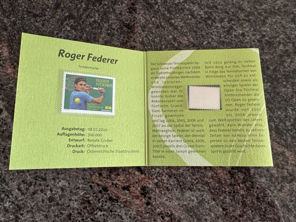 Tous les timbres: Roger Federer Silver Stamp Austria + Stamps – Neuf avec emballage d'origine à Oberengstringen par gbr_zurich 1