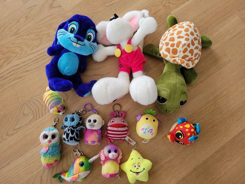 9 Stück Meereswelt Kuscheltiere 12cm - Mini Plüschtiere Mit Anhänger