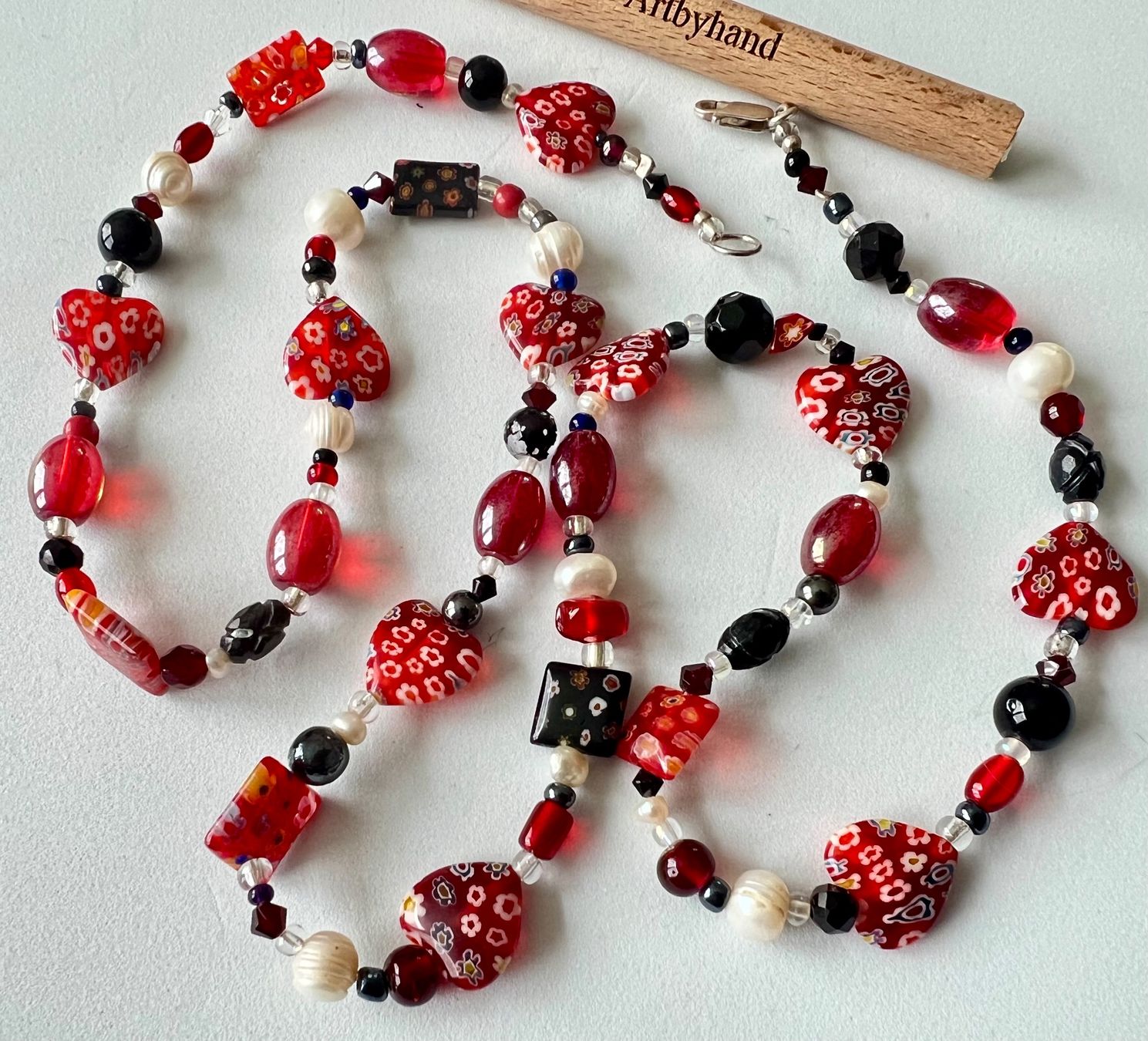 Catenine: Murano Millefiori Longkette echte Perlen & Silber 925 86cm – Usato da Ruswil venduto da artbyhand 3