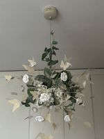 Deckenleuchte floral mit Rosen und Schmetterlingen weiss