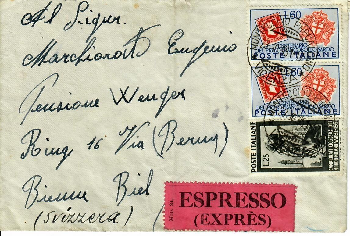 Tutti i francobolli: Express Italien - Biel  1951 – Usato da Hochdorf venduto da Ziegel-16