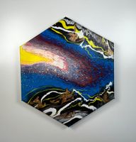 Acryl-Flüssigmalerei, Sechseck