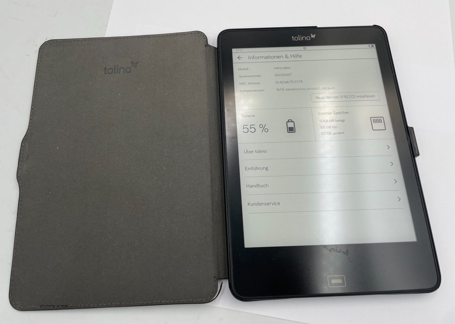 Tolino Tablet PC: Tolino Epos mit Lederhülle – Gebraucht aus Regensdorf von Powershift2