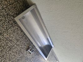 Waschtrog Edelstahl lang, gebraucht mit Ablauf