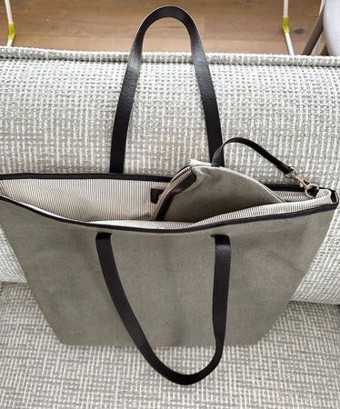 🟢 NEUF Sac cabas + pochette coton cirée / Handtasche NEU