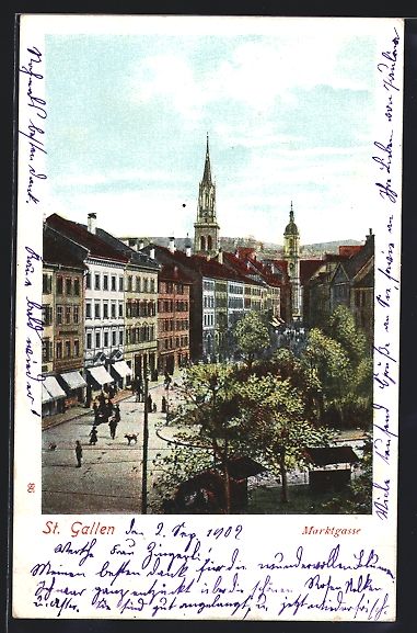 Cartes postales: St. Gallen, Strasse Marktgasse mit Passa – D'occasion à Berlin par bartko-reher