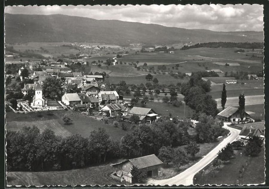 Ansichtskarten: Burtigny, vue d'avion, vers 1955 – Gebraucht aus Frauenfeld von POML