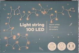10m Lichterkette warmweiss 100 LED mit Timer Batteriebetrieb