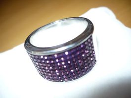 massiver Edelstahlring rhodiniert, neu