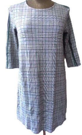 Gr. 42 modisches Kleid/Oberteil Karo Farbstreifen L90cm