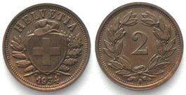 2 Rappen 1934 Bronze SELTENES JAHR! ERHALTUNG! f.unz